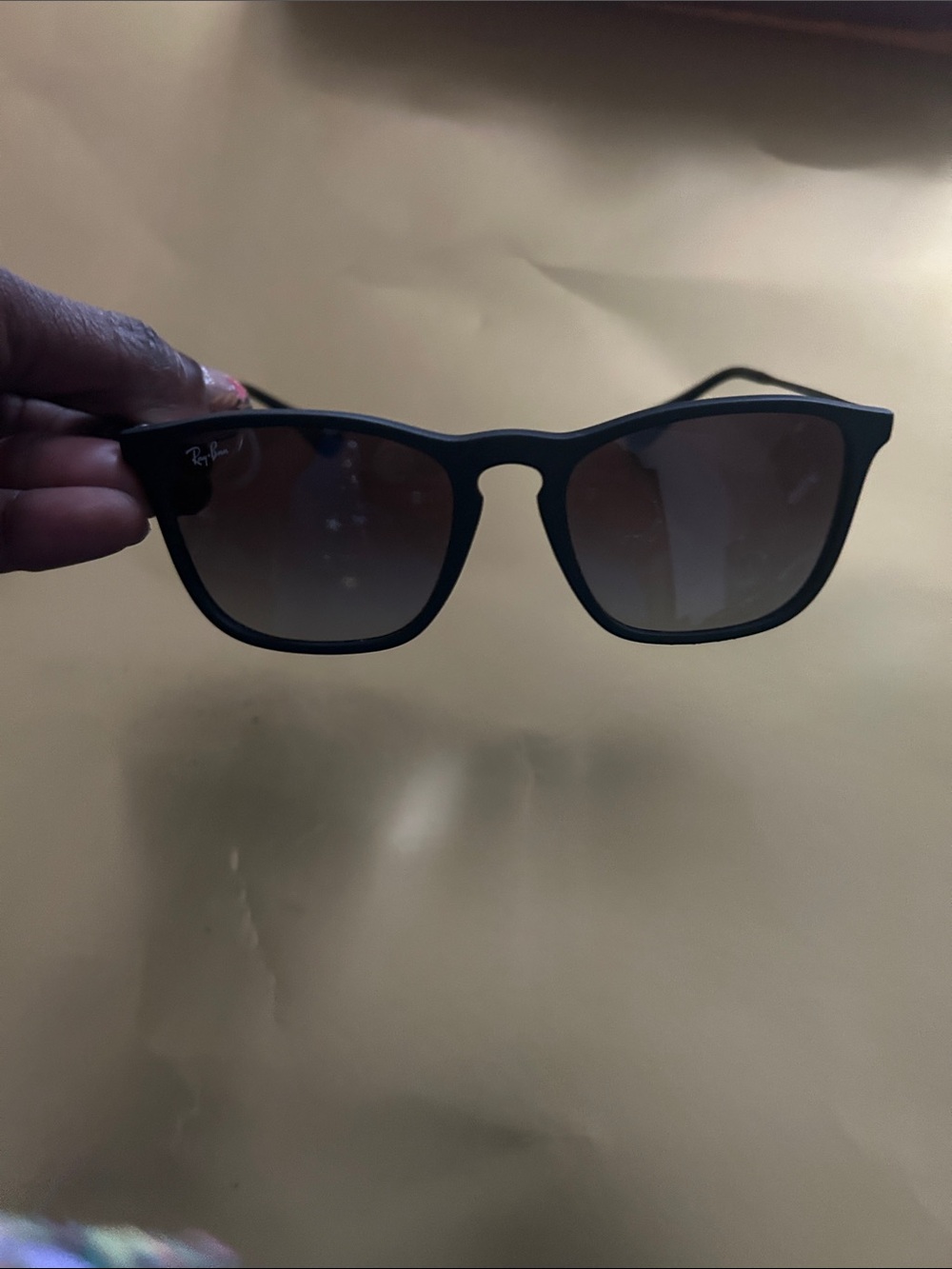 Ray-Ban Black Frame Sunglasses with Brown Gradient Lenses